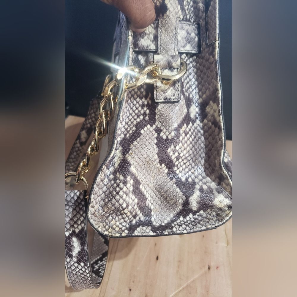 Michael Kors Hamilton Crocco Embossed Python Leather Bag - Picture 14 of 15